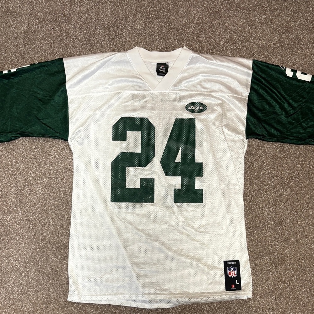 Reebok New York Jets Darrelle Revis #24 Jersey Mens L White Stitched NFL Retro